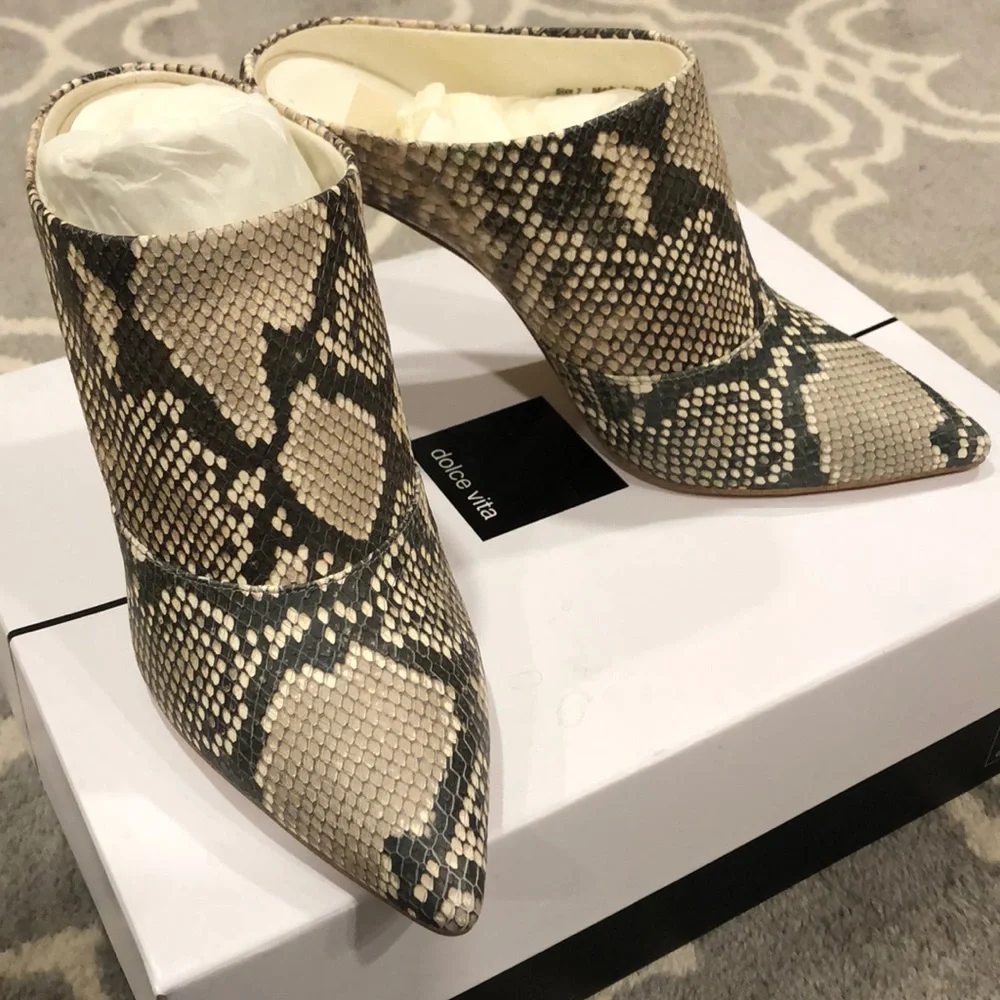 Dolce Vita ..New embossed snake skin healed mules